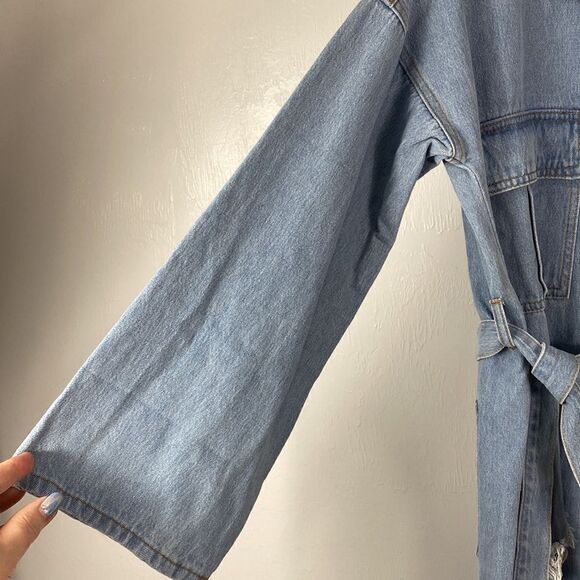 No. 1 Los Angeles long sleeve ripped detailing denim jumpsuit size L - Picture 2 of 11